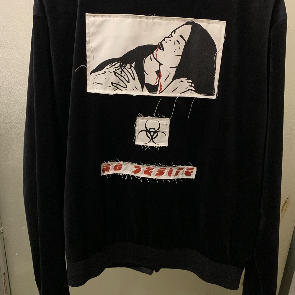 Vintage Drop Dead No Desires Black Velvet  Bomber Jacket